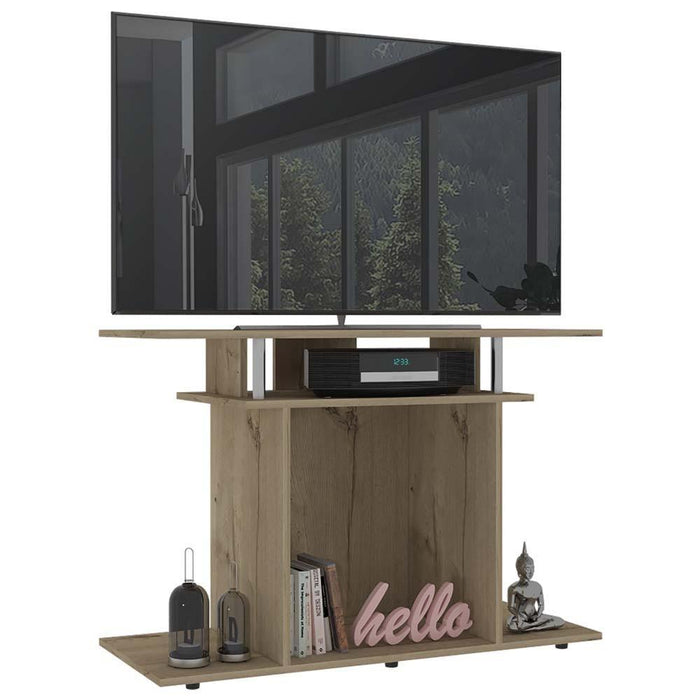 MESA PARA TV LISBOA, CAFÉ CLARO, CON ESPACIO PARA TELEVISOR DE HASTA 40 PULGADAS