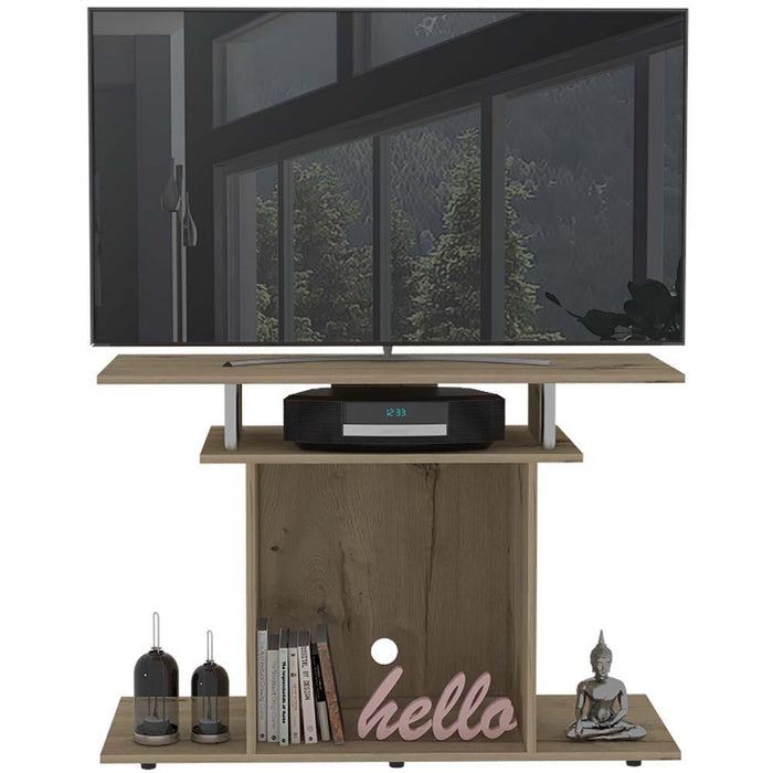MESA PARA TV LISBOA, CAFÉ CLARO, CON ESPACIO PARA TELEVISOR DE HASTA 40 PULGADAS