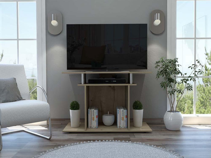 MESA PARA TV LISBOA, CAFÉ CLARO, CON ESPACIO PARA TELEVISOR DE HASTA 40 PULGADAS