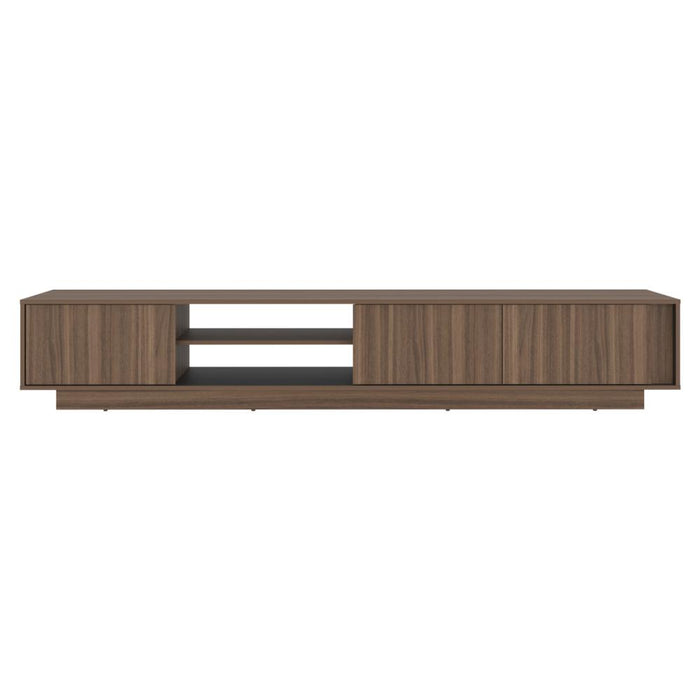 Mesa Para Tv Maldivas, Avellana y Wengue, Para Televisor de Hasta 100 Pulgadas con tres puertas