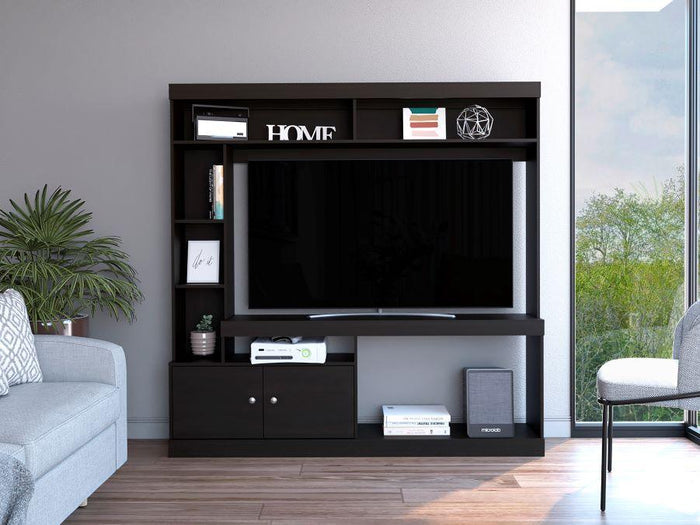 MESA PARA TV ROY, WENGUE, CON ESPACIO PARA TELEVISOR DE 50 PULGADAS