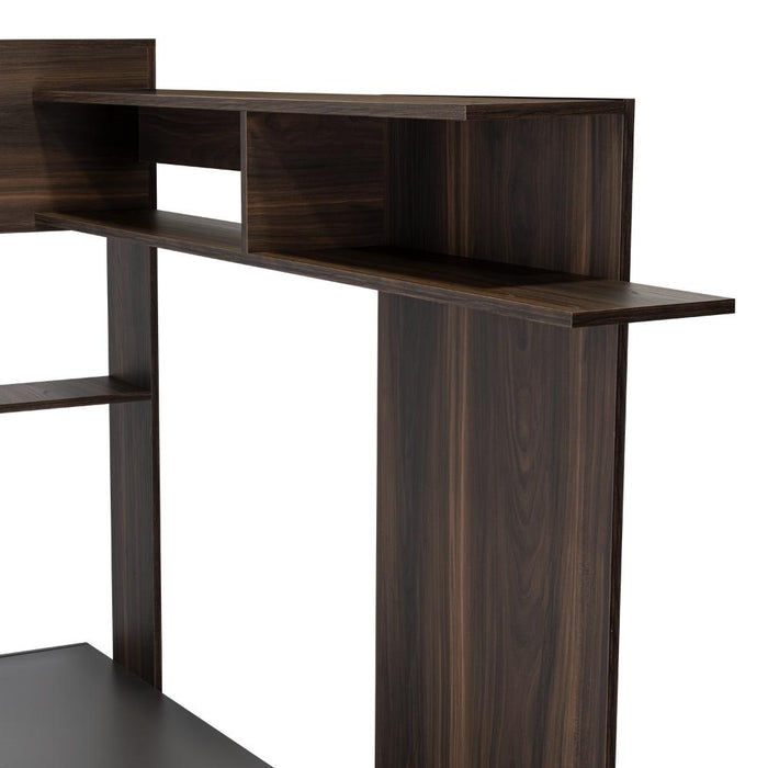 MESA PARA TV VEGAS, CAOBA Y PLATA OSCURO, CON ESPACIO PARA TELEVISOR DE HASTA 55 PULGADAS
