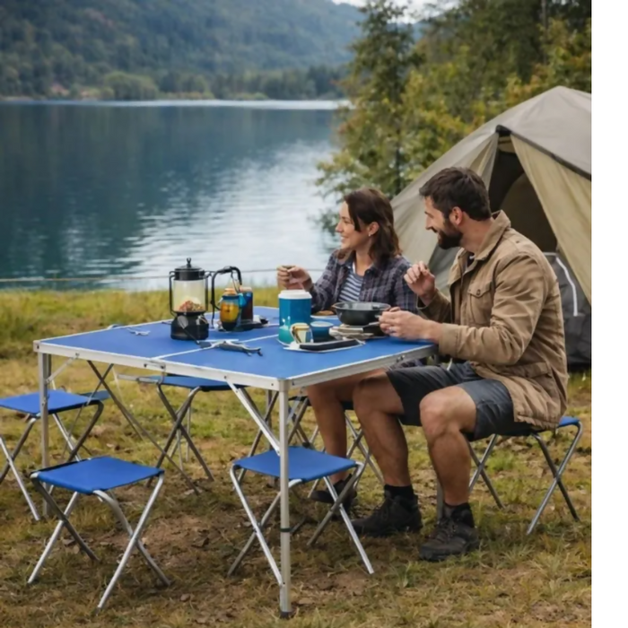 MESA PLEGABLE CAMPING PICNIC JARDIN 4 SILLAS BANCOS
