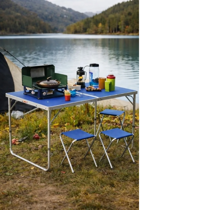 MESA PLEGABLE CAMPING PICNIC JARDIN 4 SILLAS BANCOS