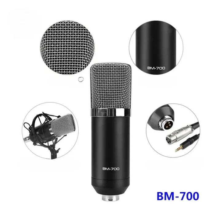 MICRÓFONO CONDENSADOR ESTUDIO PROFESIONAL BM700 CON ESTUCHE
