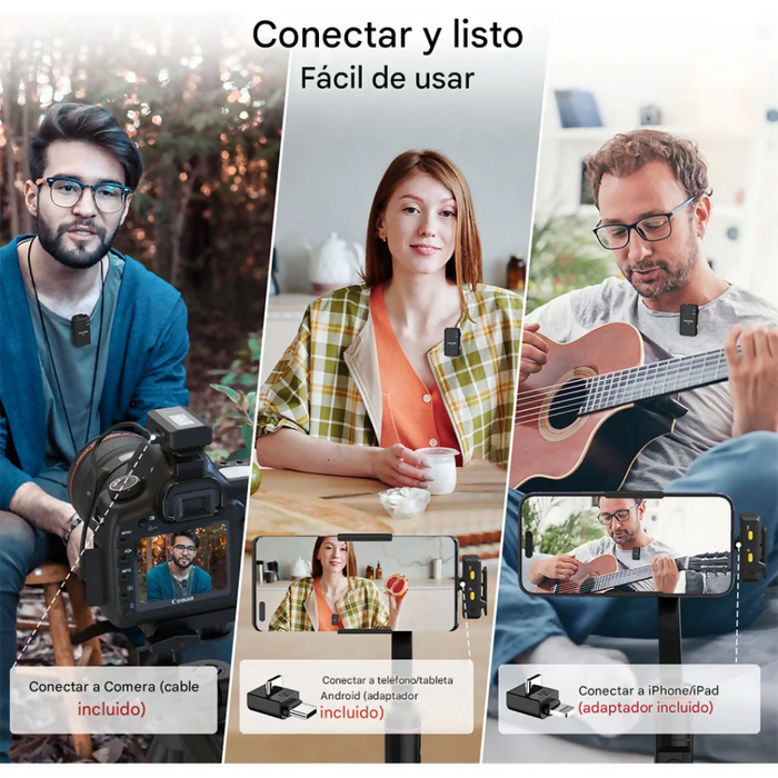 MICRÓFONO SOLAPA INALÁMBRICO 3 EN 1 PARA IPHONE ANDROID SX12