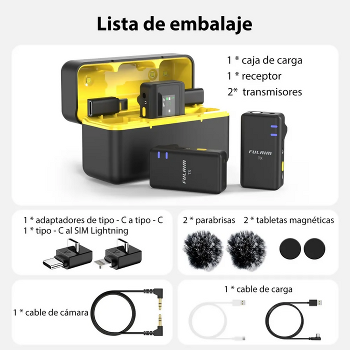 MICRÓFONO SOLAPA INALÁMBRICO 3 EN 1 PARA IPHONE ANDROID SX12