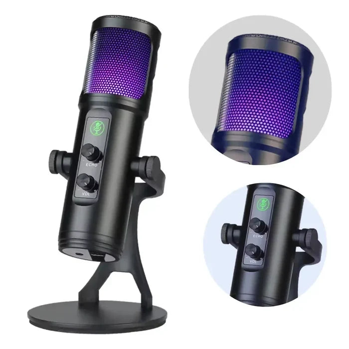 MICRÓFONO USB RGB PARA GRABACIÓN Y STREAMING EN PC Y CONSOLAS