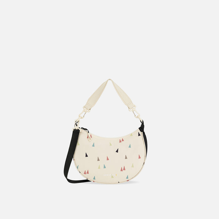 A Sherpani Mina Terrazzo Print Medium Crossbody Bag, front view showing strap options on white background.  #color_terrazzo-print