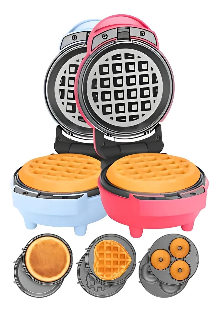 MINI WAFLERA DONERA CREPES CORAZONES 3 EN 1 ANTIADHERENTE