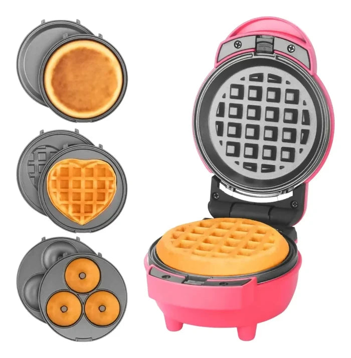 MINI WAFLERA DONERA CREPES CORAZONES 3 EN 1 ANTIADHERENTE