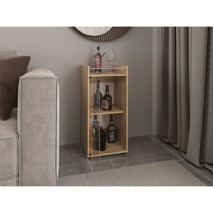 MiniBar Theba, Fresno Europeo, con espacio para botellas de vino y copas ZF