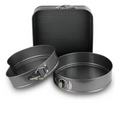 MOLDE PARA TORTAS SET X3 UNIDADES DESMONTABLE ANTIAHERENTE GRIS OSCURO