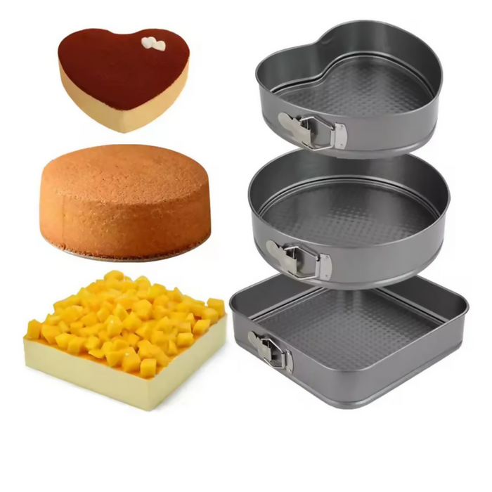 MOLDE PARA TORTAS SET X3 UNIDADES DESMONTABLE ANTIAHERENTE GRIS OSCURO