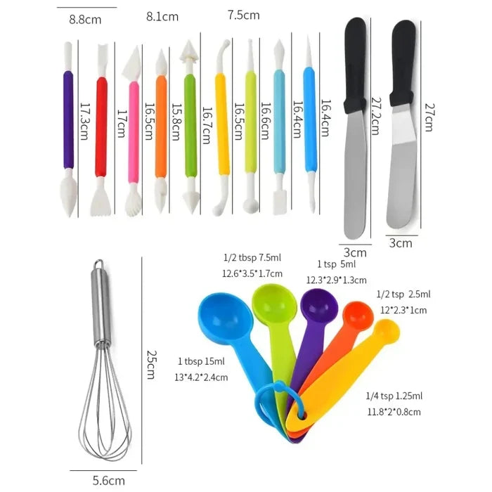 MOLDES PARA TORTAS X3 PCS CON KIT DE PASTELERÍA 66 PCS COMBO