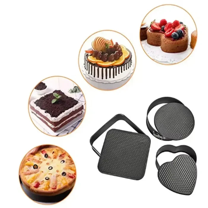 MOLDES PARA TORTAS X3 PCS CON KIT DE PASTELERÍA 66 PCS COMBO