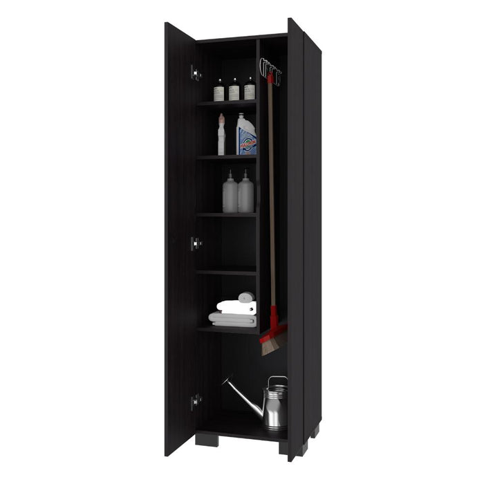 Mueble de Aseo Blake, Kronos Wengue, Incluye colgador para escobas y variedad de entrepaños ZF