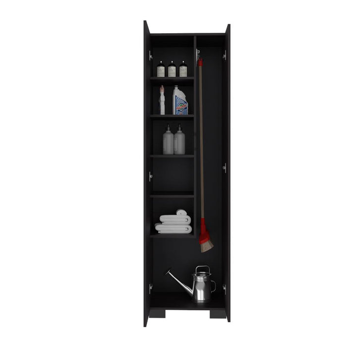 Mueble de Aseo Blake, Kronos Wengue, Incluye colgador para escobas y variedad de entrepaños ZF