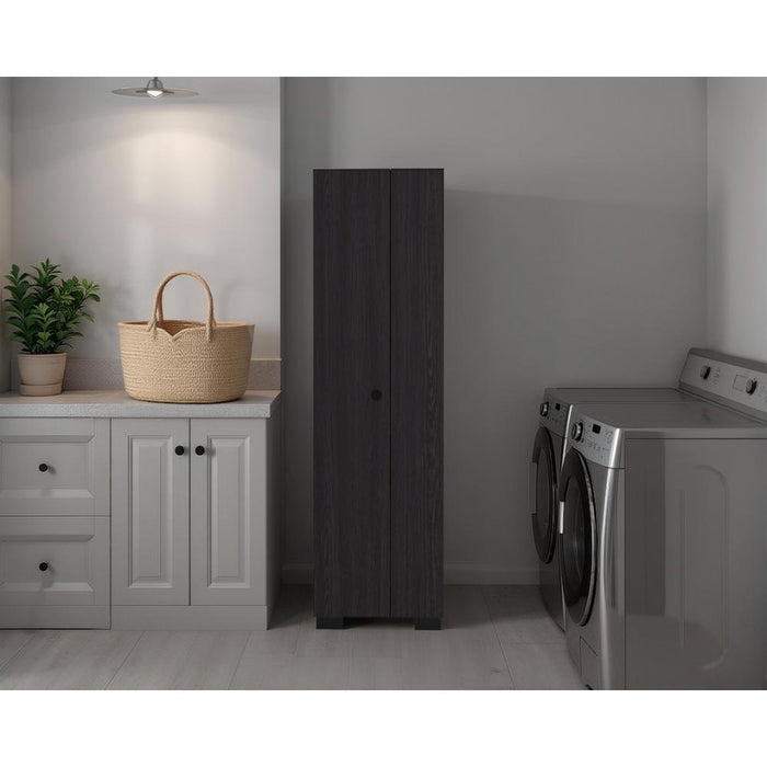 Mueble de Aseo Blake, Kronos Wengue, Incluye colgador para escobas y variedad de entrepaños ZF