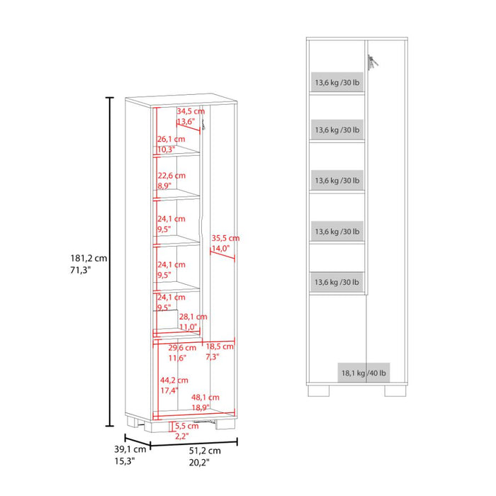 Mueble de Aseo Blake, Kronos Wengue, Incluye colgador para escobas y variedad de entrepaños ZF