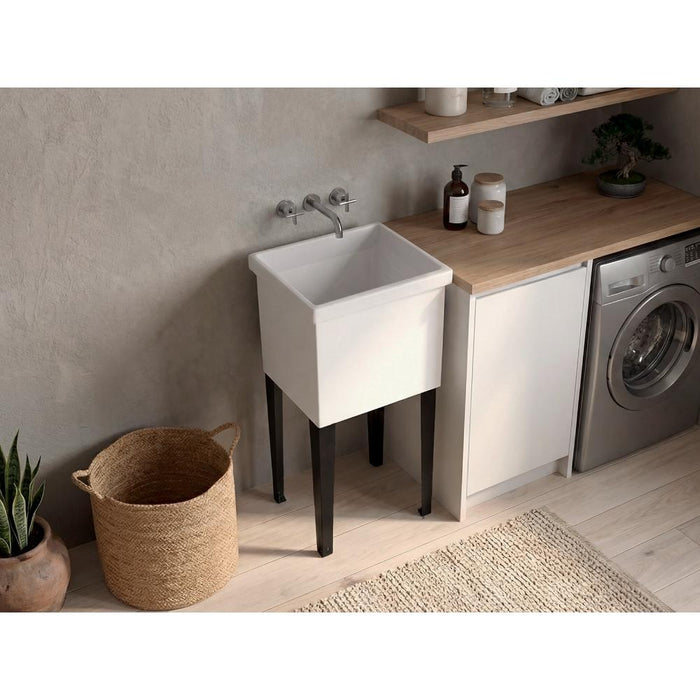 Mueble De Lavado Independiente Barium, Kronos Blanco, Con orificio para drenaje incluye lavamanos no grifería ZF
