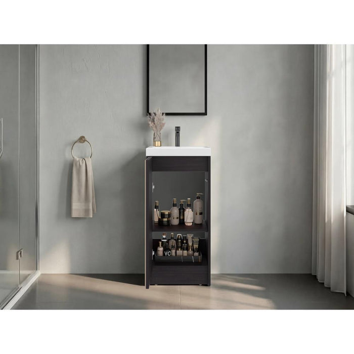 Mueble De Lavamanos Syra, Kronos Wengue y Roble Natural, Con textura ranurada incluye lavamanos ZF