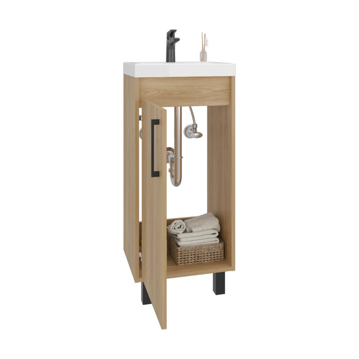 Mueble Lavamanos a Piso Oxford, Fresno Europeo y Plomo, Incluye Lavamanos 40cm ZF