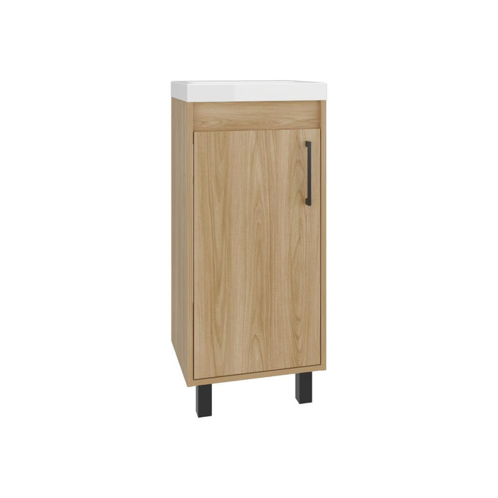 Mueble Lavamanos a Piso Oxford, Fresno Europeo y Plomo, Incluye Lavamanos 40cm ZF