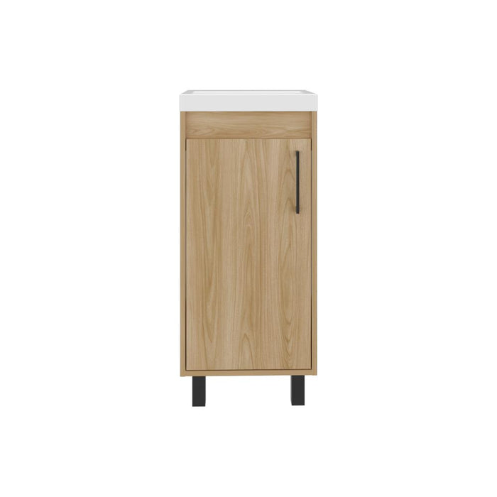 Mueble Lavamanos a Piso Oxford, Fresno Europeo y Plomo, Incluye Lavamanos 40cm ZF