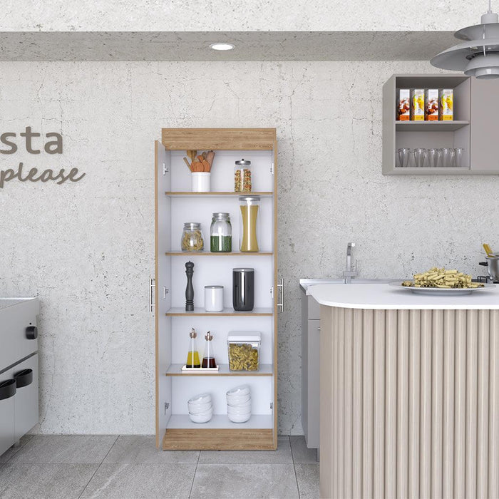 MUEBLE MULTIUSOS BARLOVENTO, MIEL, CUENTA CON CINCO ENTREPAÑOS Y DOS PUERTAS BATIENTES