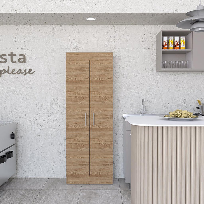 MUEBLE MULTIUSOS BARLOVENTO, MIEL, CUENTA CON CINCO ENTREPAÑOS Y DOS PUERTAS BATIENTES
