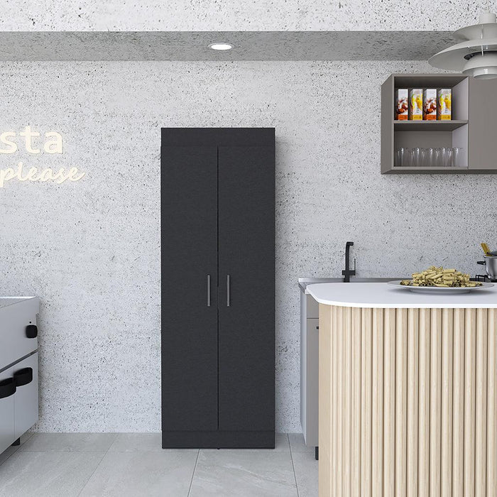 MUEBLE MULTIUSOS BARLOVENTO, WENGUE, CON CINCO ENTREPAÑOS Y DOS PUERTAS BATIENTES