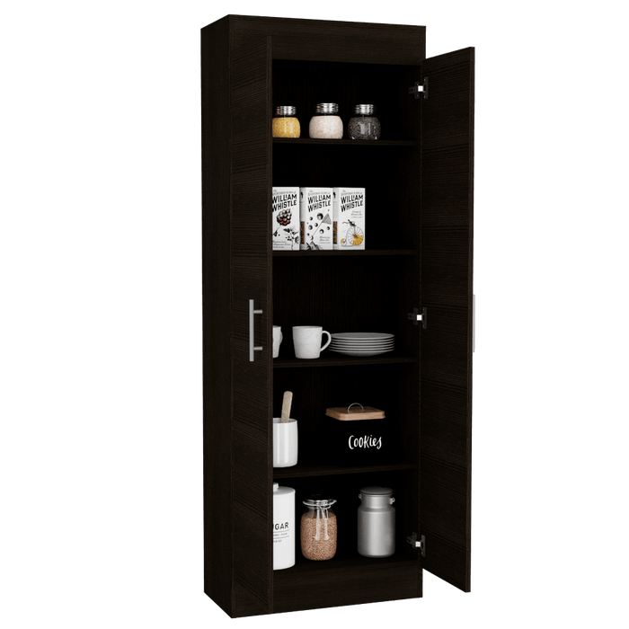 MUEBLE MULTIUSOS BARLOVENTO, WENGUE, CON CINCO ENTREPAÑOS Y DOS PUERTAS BATIENTES