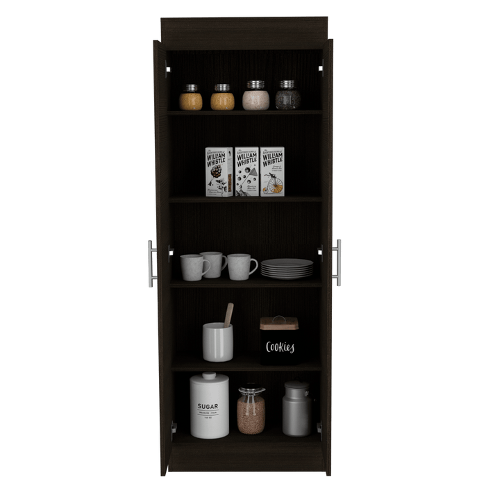 MUEBLE MULTIUSOS BARLOVENTO, WENGUE, CON CINCO ENTREPAÑOS Y DOS PUERTAS BATIENTES