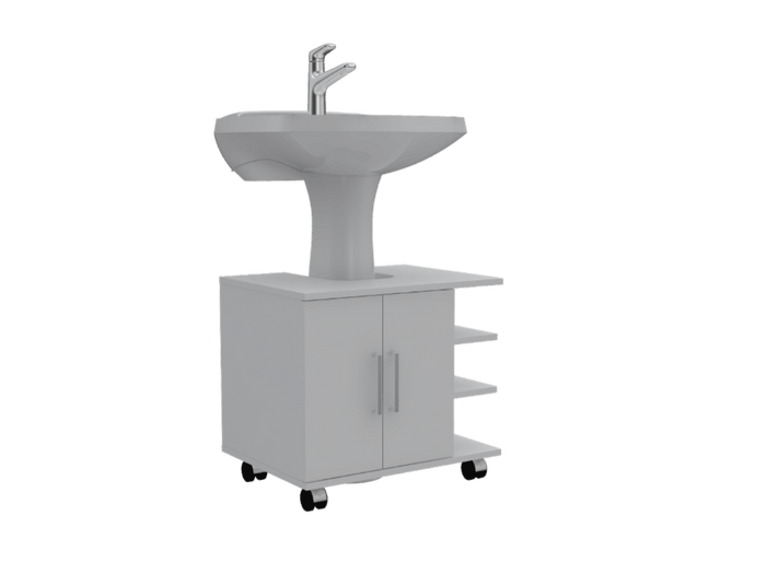 MUEBLE PARA LAVAMANOS ELEMENTAL, BLANCO, CON RODACHINES PARA SU FÁCIL DESPLAZAMIENTO