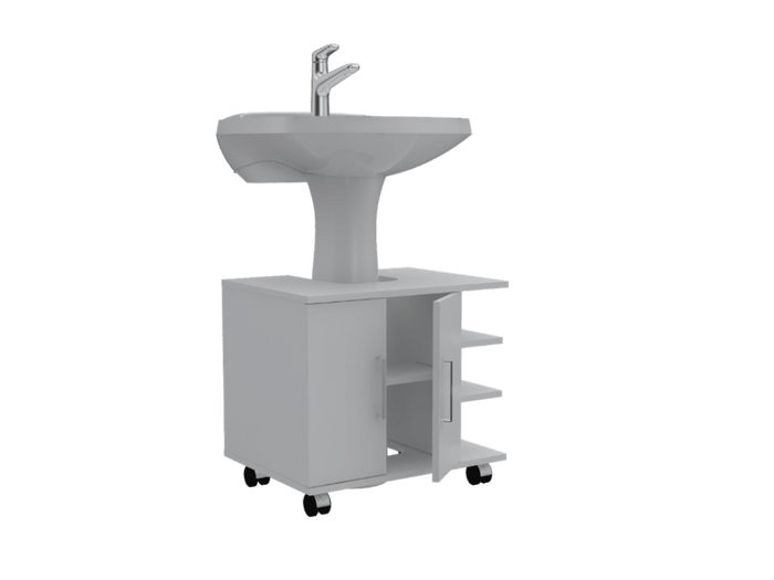 MUEBLE PARA LAVAMANOS ELEMENTAL, BLANCO, CON RODACHINES PARA SU FÁCIL DESPLAZAMIENTO