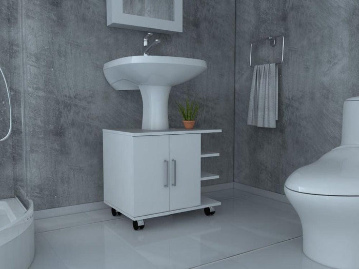 MUEBLE PARA LAVAMANOS ELEMENTAL, BLANCO, CON RODACHINES PARA SU FÁCIL DESPLAZAMIENTO