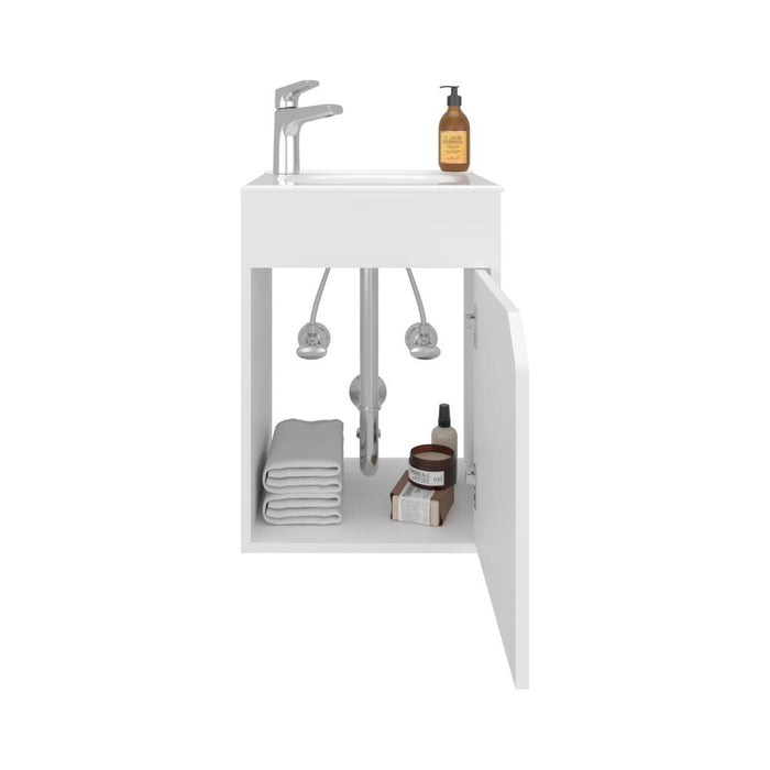 Mueble Para Lavamanos Flotante Betel, Blanco, Incluye Lavamanos Plastiglas Floresta 40 ZF