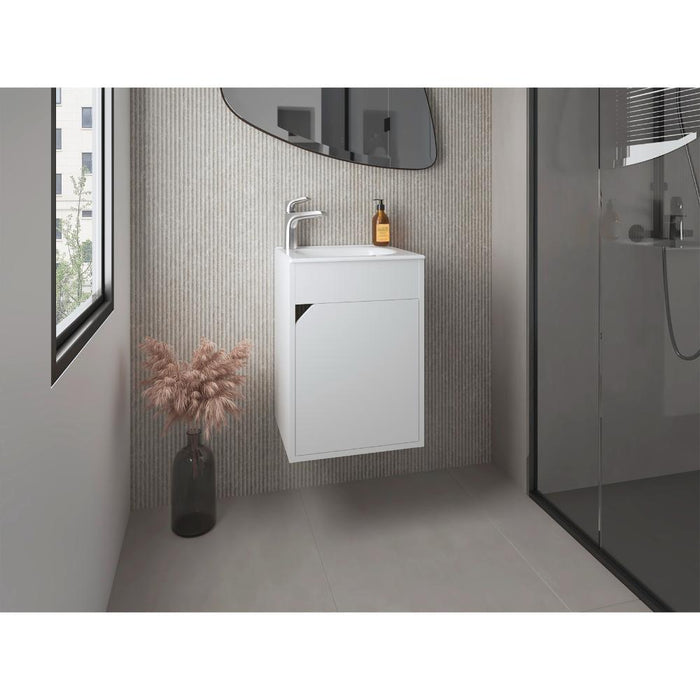 Mueble Para Lavamanos Flotante Betel, Blanco, Incluye Lavamanos Plastiglas Floresta 40 ZF