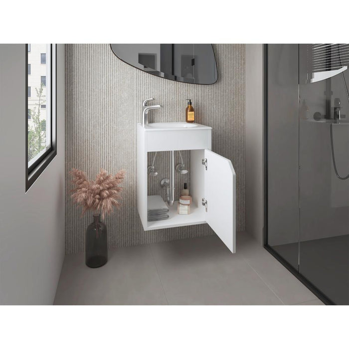 Mueble Para Lavamanos Flotante Betel, Blanco, Incluye Lavamanos Plastiglas Floresta 40 ZF