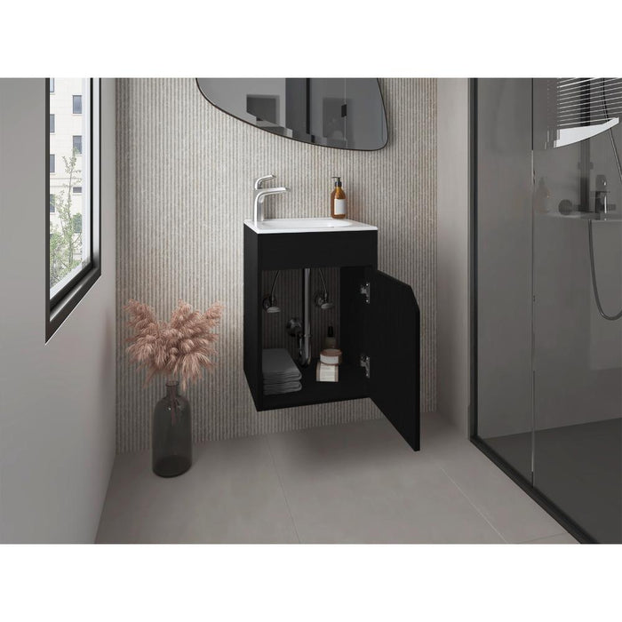 Mueble Para Lavamanos Flotante Betel, Wengue, Incluye Lavamanos Plastiglas Floresta 40 ZF