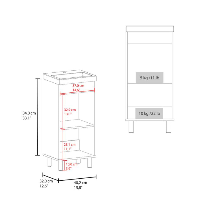 Mueble para Lavamanos Rivera, Wengue, con patas en acero y con gran espació para colocar objetos ZF