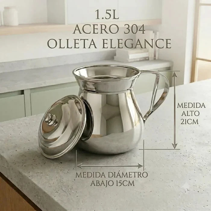OLLETA JARRA CHOCOLATERA ACERO QUIRÚRGICO T304 ELEGANCE 1.5L