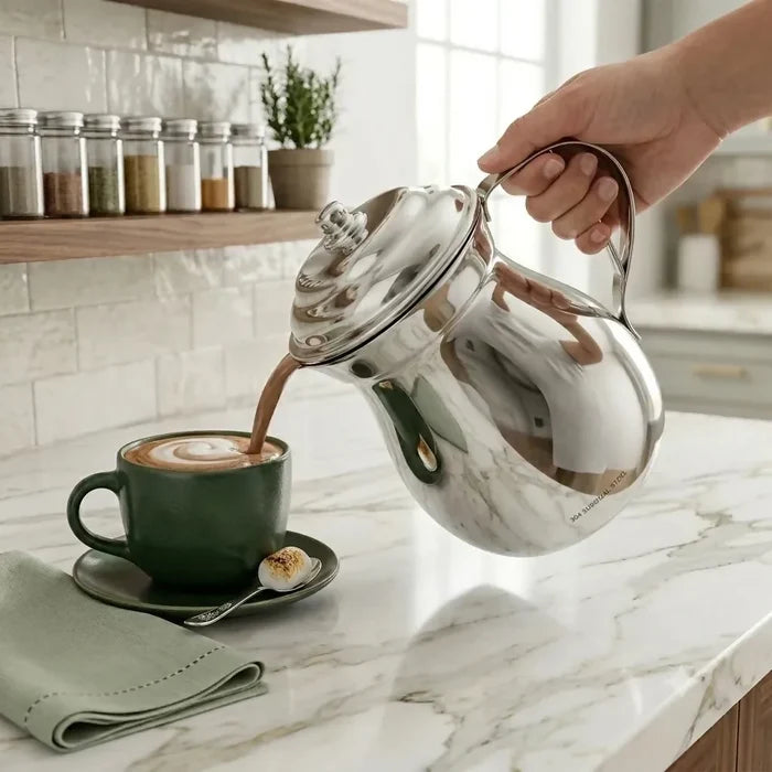 OLLETA JARRA CHOCOLATERA ACERO QUIRÚRGICO T304 ELEGANCE 1.5L