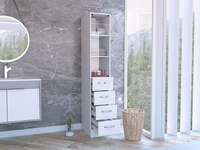 ORGANIZADOR DE BAÑO PICASSO, BLANCO, CON CUATRO CAJONES DESLIZABLES ZF