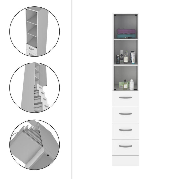 ORGANIZADOR DE BAÑO PICASSO, BLANCO, CON CUATRO CAJONES DESLIZABLES ZF