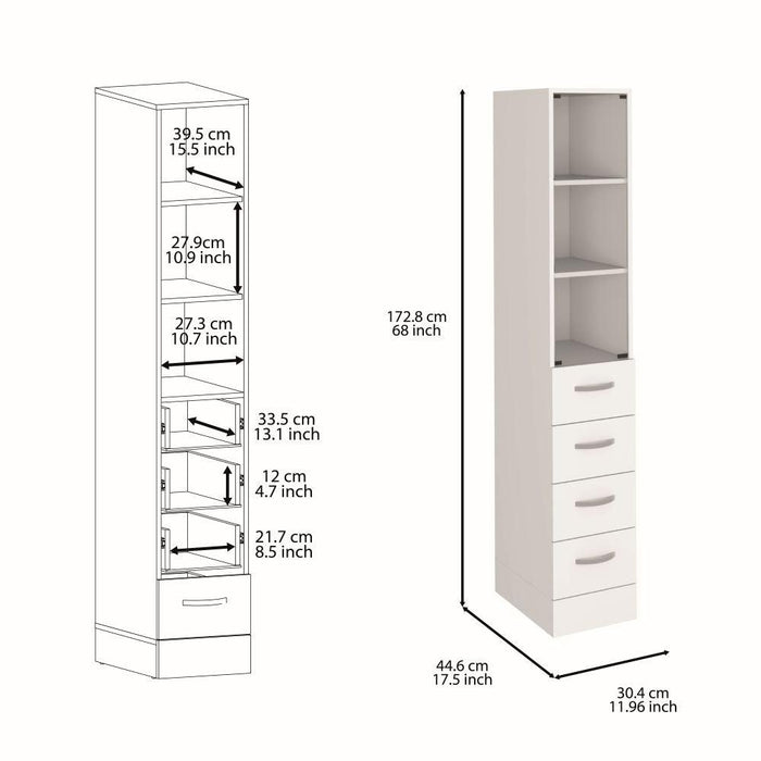 ORGANIZADOR DE BAÑO PICASSO, BLANCO, CON CUATRO CAJONES DESLIZABLES ZF