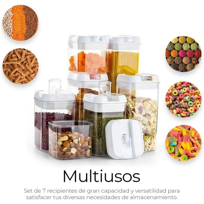ORGANIZADOR FRASCOS HERMÉTICOS PARA COCINA X7 RECIPIENTES