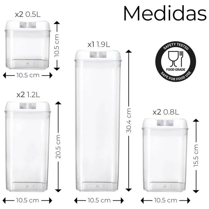 ORGANIZADOR FRASCOS HERMÉTICOS PARA COCINA X7 RECIPIENTES