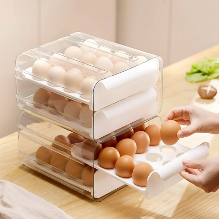 ORGANIZADOR HUEVOS HUEVERA DISPENSADOR DE HUEVOS 32 UNIDAD BLANCO
